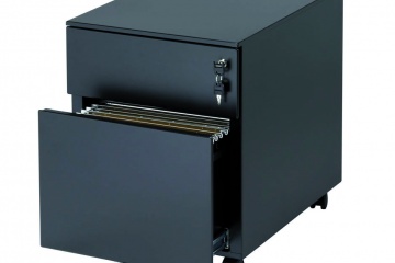 Rolblok H54xB42xD58 cm. 2 laden waarvan 1 dossierlade.
Metalen rolblok in de kleur: antraciet, zwart, aluminium of lichtgrijs
Voorzien van 2 laden met slot (2 sleutels bijgeleverd)
Dossierlade met extra rol-ondersteuning