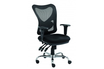 De naam MIRA betekent 'verwonderlijk' of 'mooi', en die naam komt niet uit de lucht vallen. Door de chique verchroomde kruisvoet en het opvallende design van de rug is de MIRA bureaustoel een ware blikvanger. De stoel heeft een stoffen zitting en een netwave rug, beiden in de kleur zwart. Uiteraard zijn de zithoogte, zitdiepte en de hoogte van de armleggers in te stellen voor optimaal zitcomfort. De MIRA bureaustoel wordt geleverd met 2 jaar garantie.